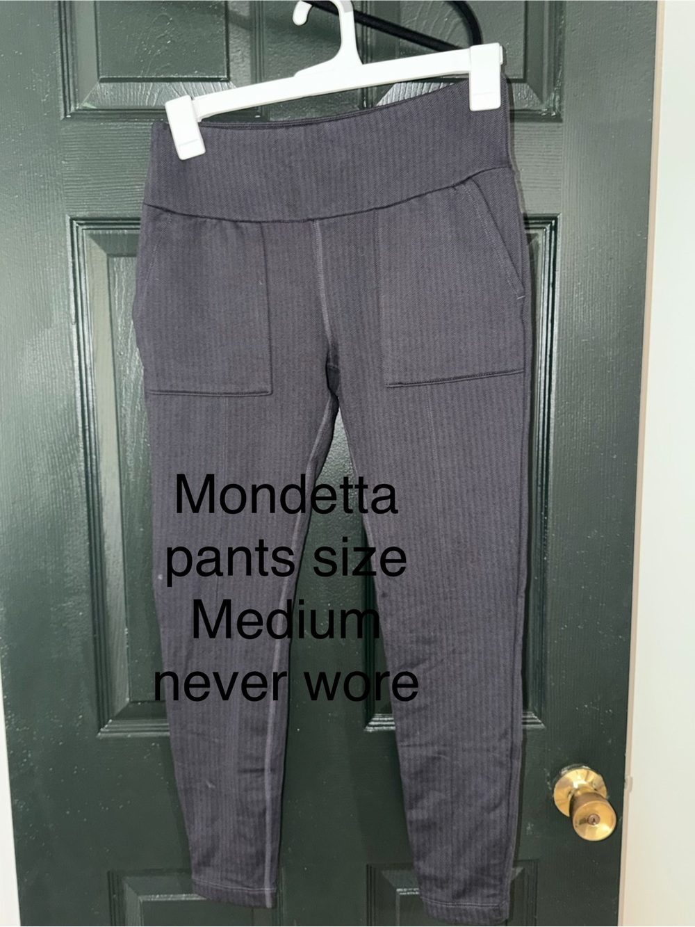 Mondetta Ribbed High-Waist Leggings in Charcoal Gray